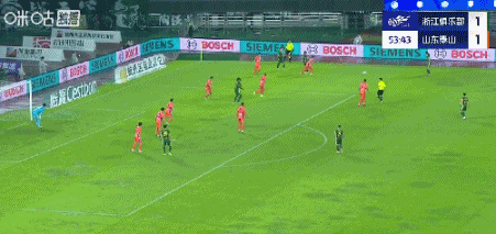 第54分钟，奥乌苏禁区右路爆射破门，浙江2-1反超山东